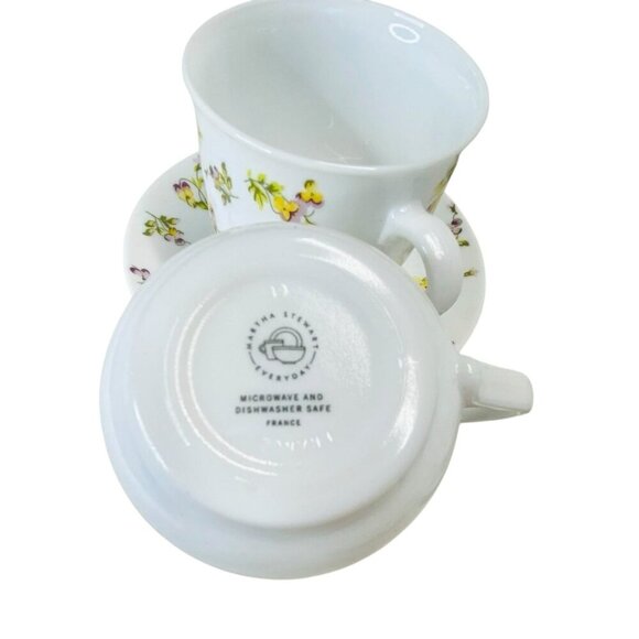 Martha Stewart Everyday Floral Pansies Cup & Saucer 12PC Set Garden Tea Party - Picture 5 of 7